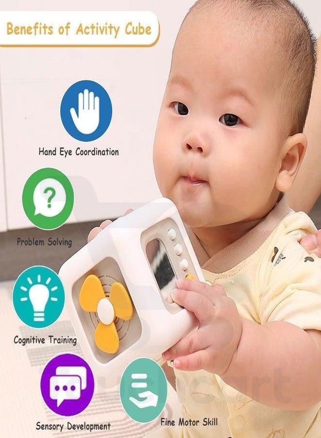 Touchcart 6-in-1 Montessori Activity Cube for Toddlers 1-3 - Educational Busy Board & Sensory Toy for Fine Motor Skills, Cognitive Learning, Hand-Eye Coordination, Travel-Friendly Gift (White) - Image 4